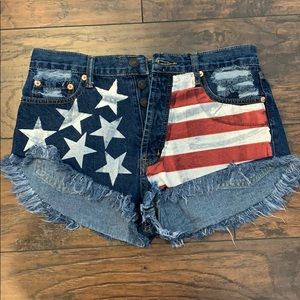 American Flag High Waisted Shorts